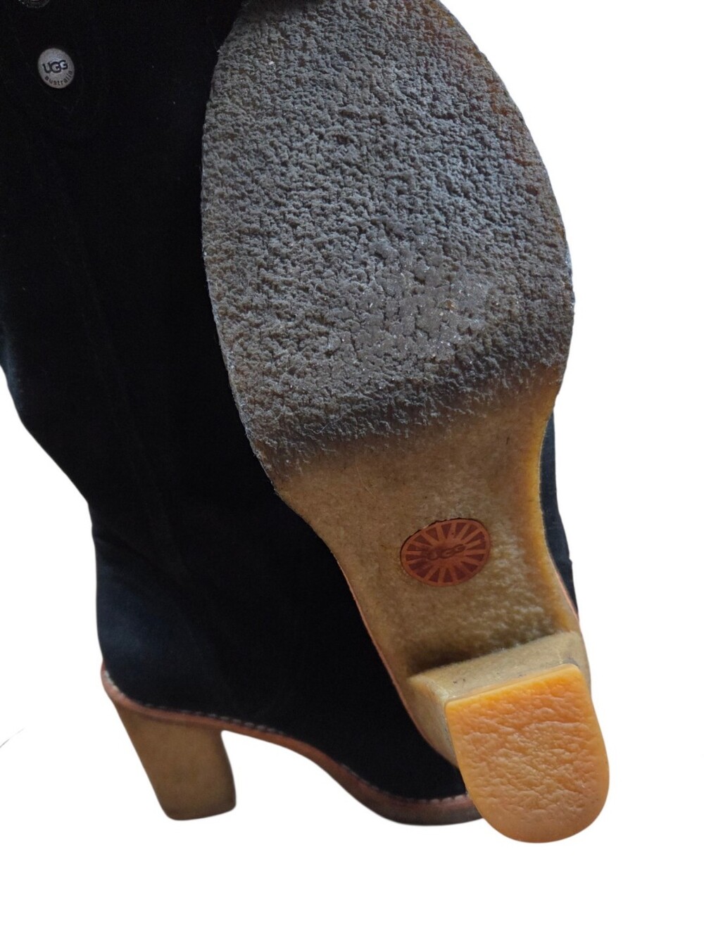 UGG Australia Josie Tall Black Suede Heel Boots Women's Size US 7.5 Fall Boho - Picture 9 of 12